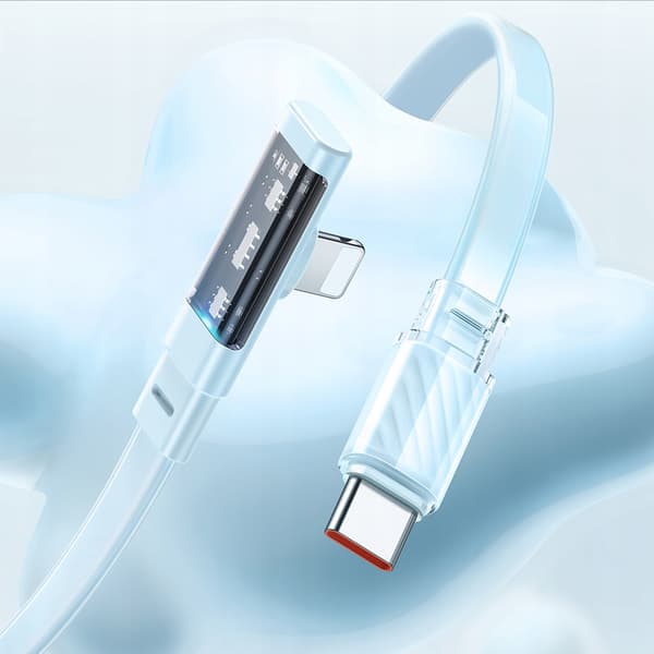 MCDODO Vinklet USB-C Lightning fladkabel 36W til iPhone 13/14 blå 1m