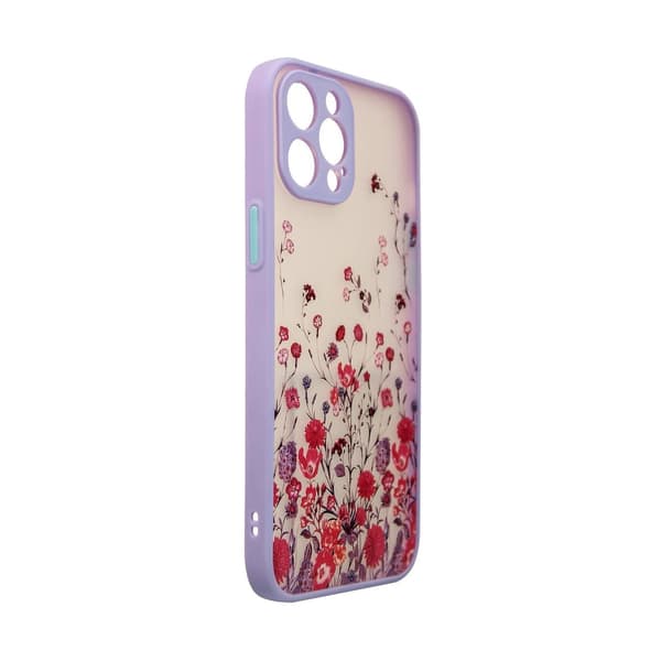 Design-kotelo iPhone 12 Pro Maxille, violetit kukat