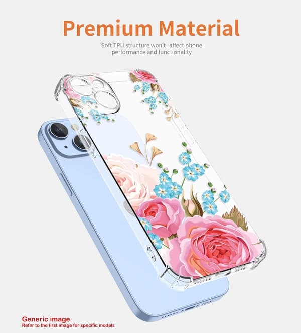 ETUI TIL XIAOMI 13 PRO TRANSPARENT FARVERIGE BLOMSTER LYSERØD BLÅ