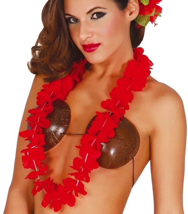 Hawaii halsband Aloha röda blommor