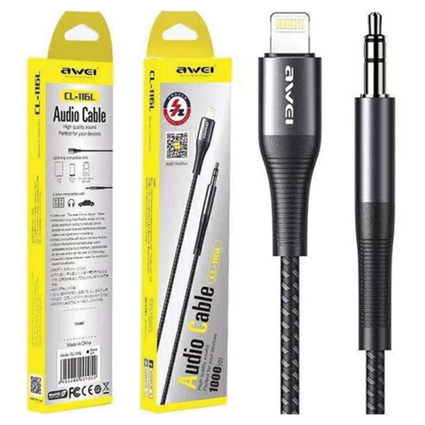 AWEI Adapter CL-116L Lightning/Jack 3,5"/mørkegrå