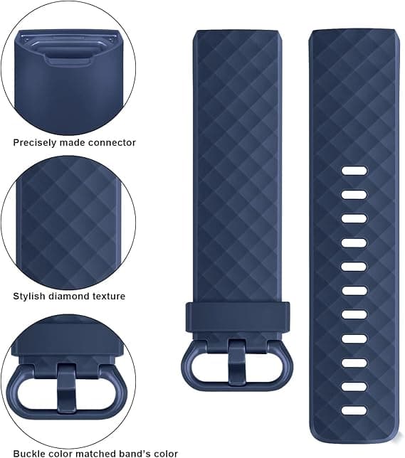 2x Rem til Fitbit Charge 3/4 Sort grå TPU vandtæt armbånd L