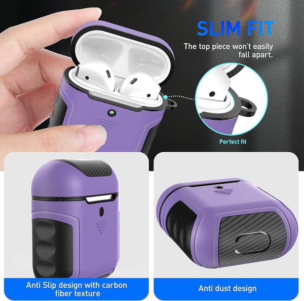 HÅRDT SILIKONEETUIS TIL AIRPODS 1/2 LILLA SORT
