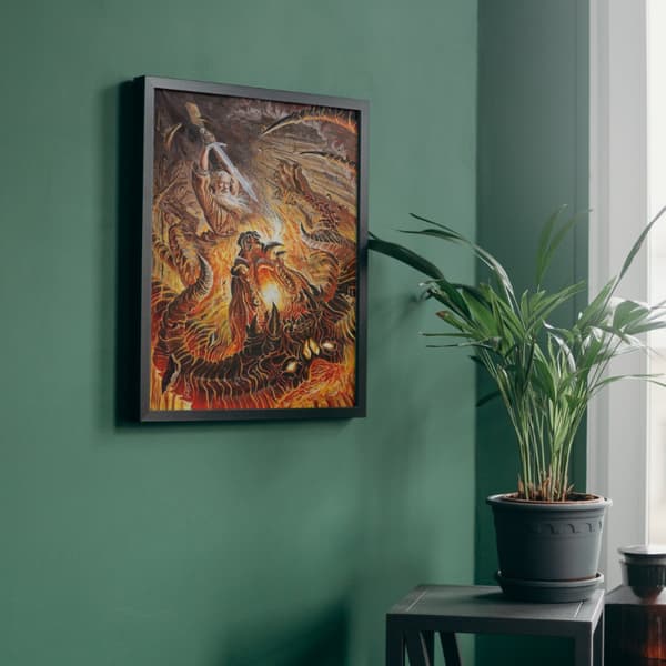 Maleri efter tal Med ramme Kæmp med Balrog Ringenes Herre 40x50 cm