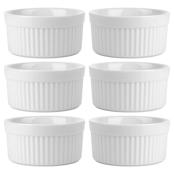 Keramiske bageskåle hvide 260 ml 6 stk.