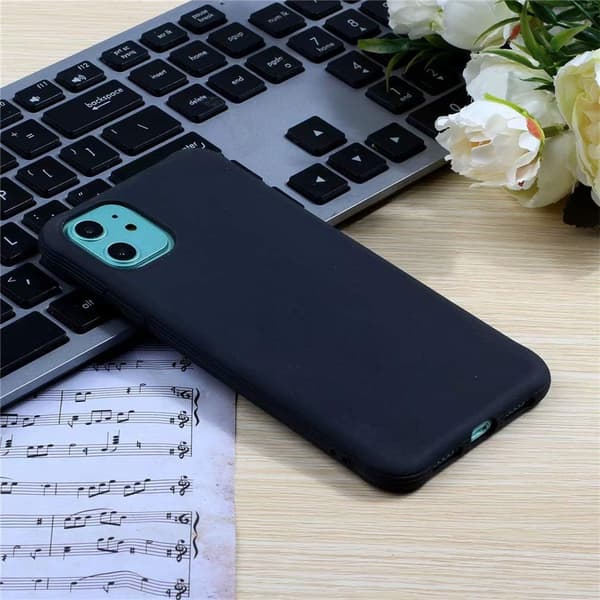 ETUI TIL APPLE IPHONE 11 SILIKONE SORT MED BAGSIDER A2111