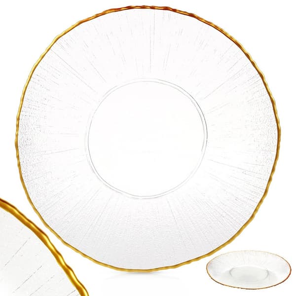 Middagstallrik grund glas guld 28 cm
