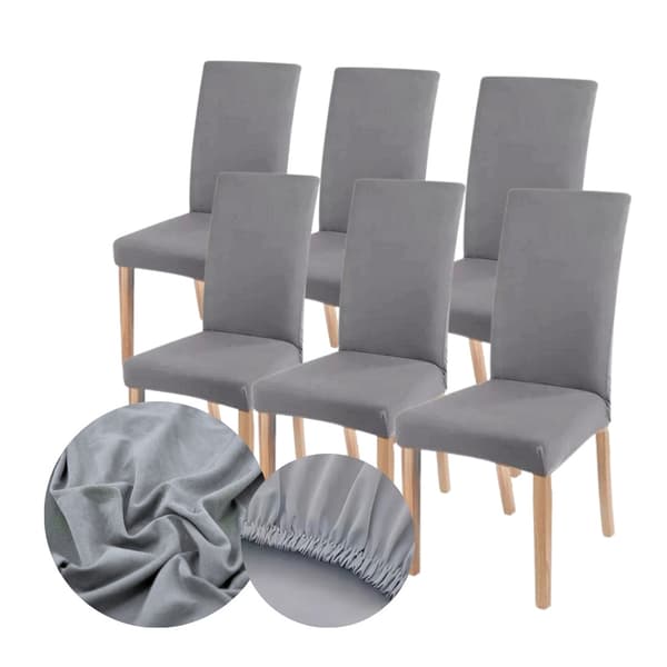 Stolbetræk sæt 6 stk universelt elastisk lys grå MORE&DECO