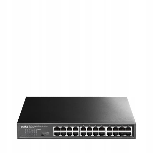 CUDY GS1024 Netværksswitch, 24 Gigabit Ethernet-porte, Sort