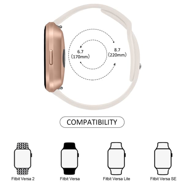 Fitbit Versa/Versa 2/Lite/SE -kellohihna, harmaa, vedenpitävä silikoniranneke