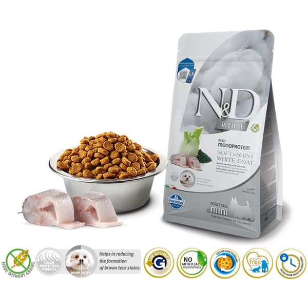Farmina N&D Havsabborre Spirulina & Fennel 2 kg torrfoder för hundar