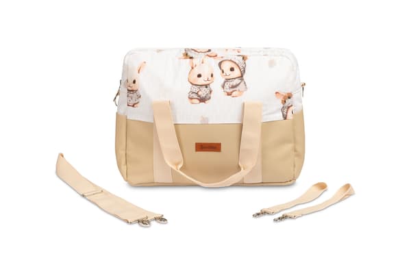 BEIGE BARNVAGNSVÄSKA I PU-LÄDER