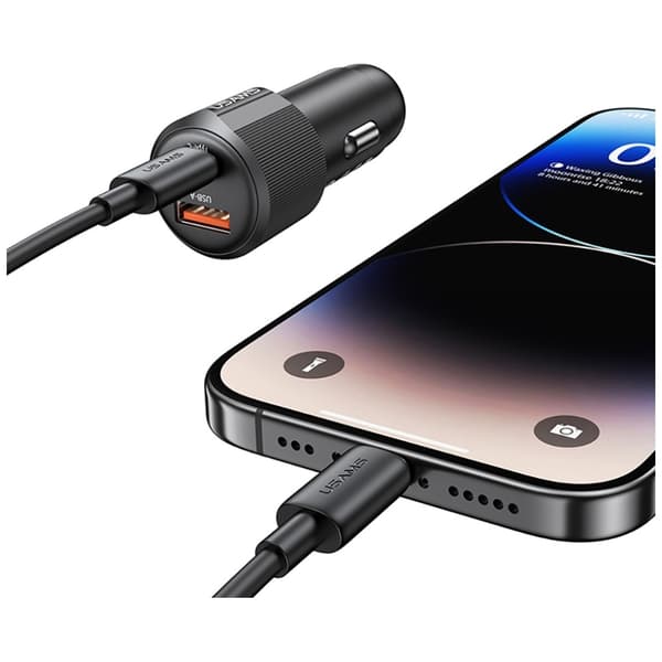 USAMS YT-serien CC283 60W billader 1xUSB-A 1xUSB-C sort