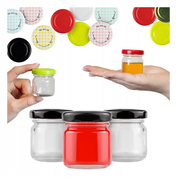 10x GLAS 40ml Til Krydderier HONNING Marmelade Bryllup Mini Glaskrukker