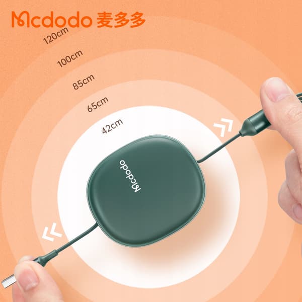 Mcdodo Udtrækkeligt Telefonkabel til iPhone / Micro USB / USB-C 3i1 66W Grøn