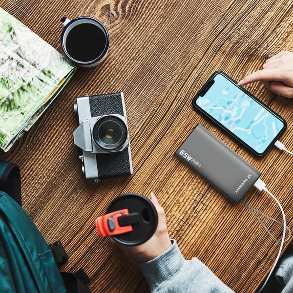 Powerbank Wozinsky K65+ 65W 30000mAh 2x USB-C, 1x USB-A 65W - sort