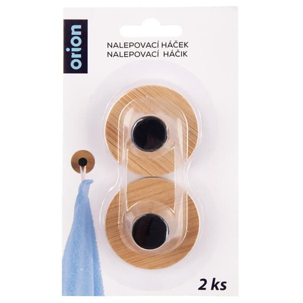 Selvklæbende krog træ metal sort 5 cm 2 stk.
