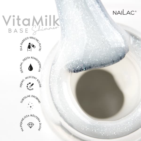 VitaMilk Base Shimmer NaiLac 7ml Hybrid Base -meikkivoide