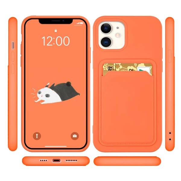 Silikonkortsfodral med kortficka för iPhone 12 Pro Max – Korall