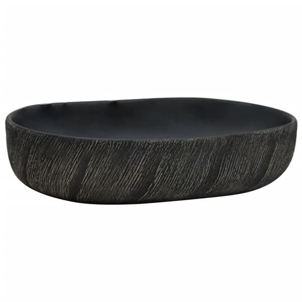 vidaXL bordvask, sort, oval, 59x40x14 cm, keramik