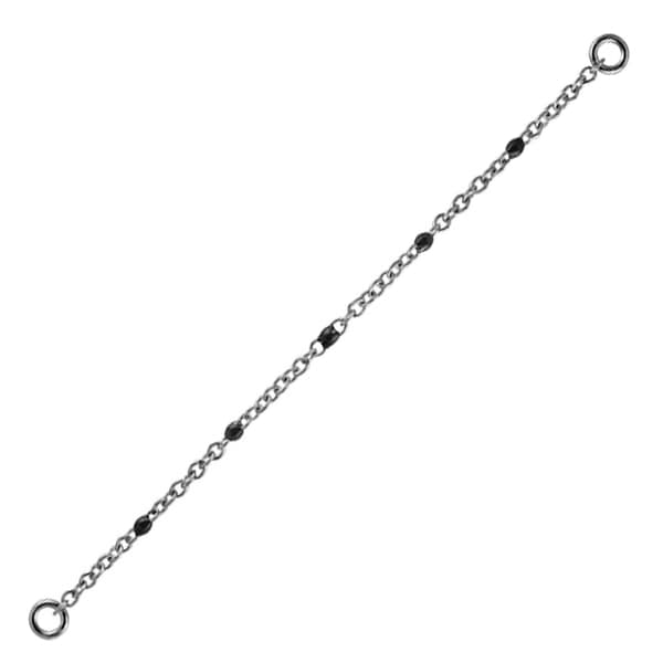 Kedja - svarta pärlor - silver - D-023 30 mm