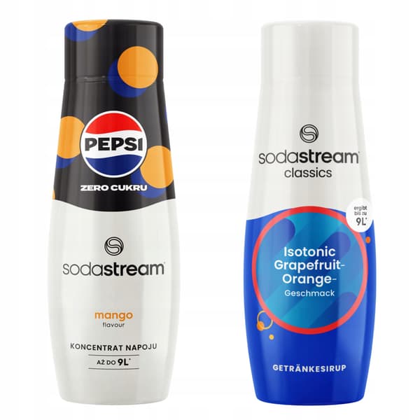 Set med 2 vattenkoncentrat. Sodastream PepsiMAX Mango + Isoton Citrus