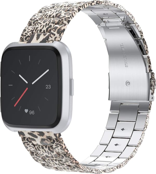 URARMBÅND TIL Fitbit Versa/Versa 2/LITE LEOPARDBRUN STÅL