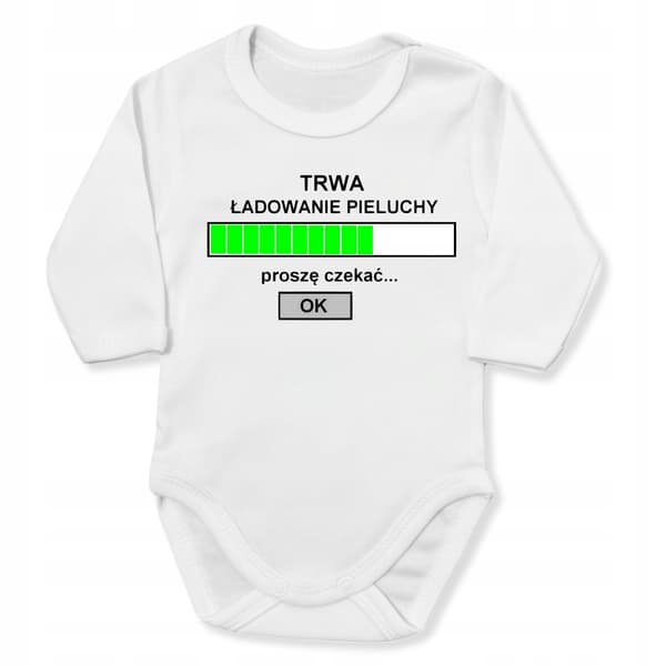 Babybody 86 "Blöjpåfyllning" tryck, 100% bomull, VIT