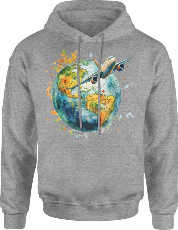 HERRSWEATSHIRT MED FLYGPLAN, RESEPLAN, VÄRLDEN, GÅVA TILL RESENÄR