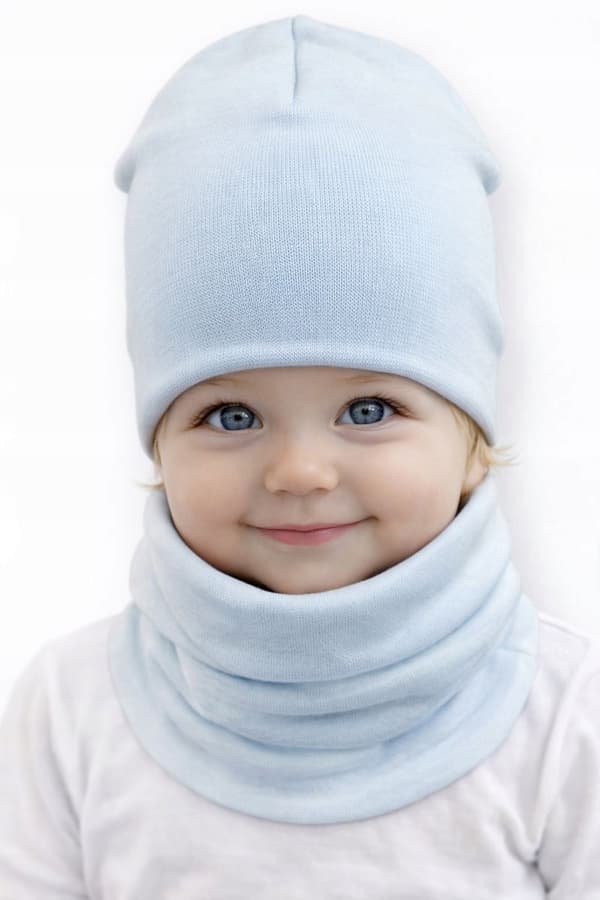 Set MÖSSA + HALSDUK 56-62-68 babyset 34/38 VÅRBLÅ