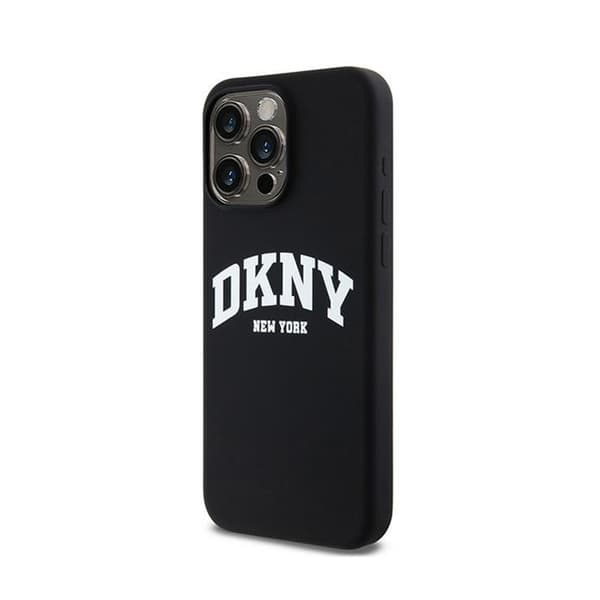 DKNY Liquid Silicone White Printed Logo MagSafe - iPhone 14 Pro Max -kotelo (musta)