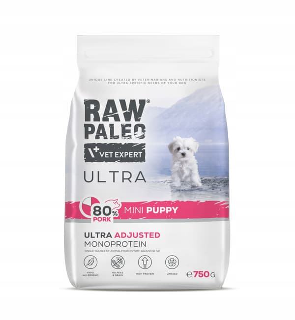 VetExpert Raw Paleo Ultra Pork Mini Puppy vådfoder til hunde 2 kg