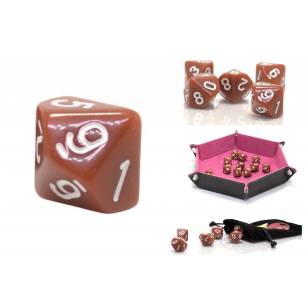RPG terninger ti-sidede D10 terninger brune 0-9