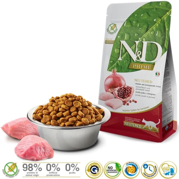 Farmina N&D Prime tørfoder til katte 5 kg kylling og granatæble