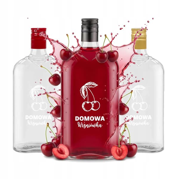 10x flaskor klassisk 500ml tryckt hemlagad körsbärsbrandy för vin och bröllopsjuice 10 st.