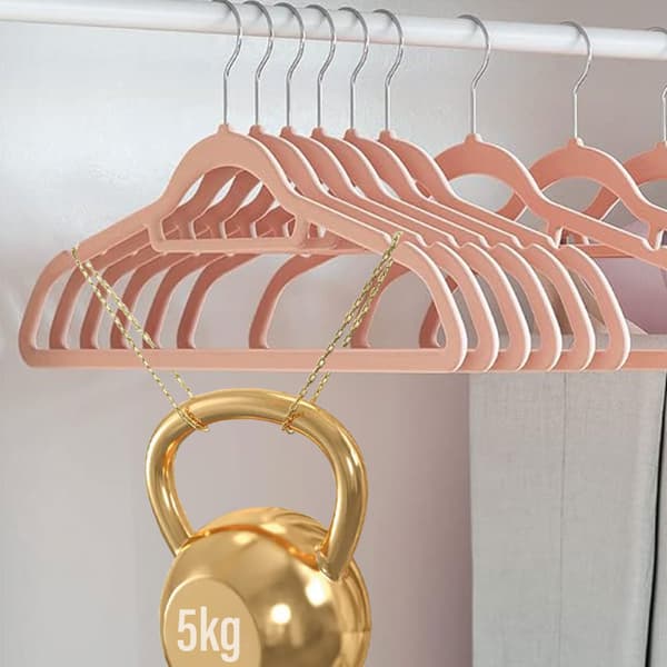 Sæt med MAGIC VELVET fløjlsbøjler, 20 stk., lyserøde