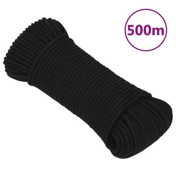 vidaXL Arbetsrep, Svart, 5 mm, 500 m, Polyester