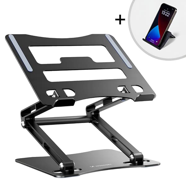 Wozinsky WRS-CPY75DSB Aluminiumsstativ til Laptop og Tablet + Gratis Smartphone-stativ - Sort