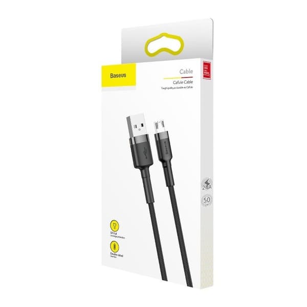 Baseus Cafule USB till Micro USB-kabel 2.4A 1m (grå-svart)