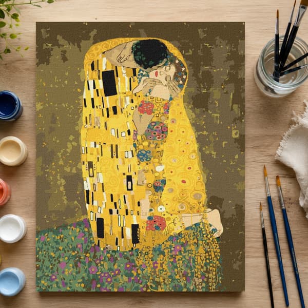 Mal efter tal-billede med ramme Kysset Gustav Klimt 50x70 cm