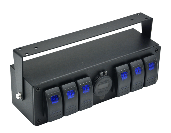 6-vejs vippepanel med dobbelt USB QC3.0 lader