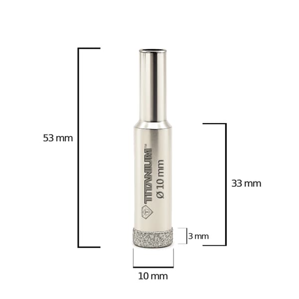 Diamant kernebore til stentøj glas fliser vådboring 10mm titanium