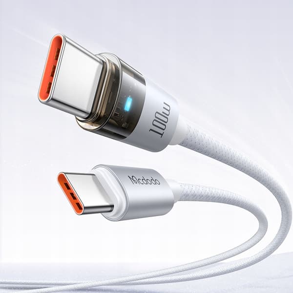 MCDODO USB-C-KABEL SNABBLADDNING USB TYP C 5A 100W 1M LED VIT