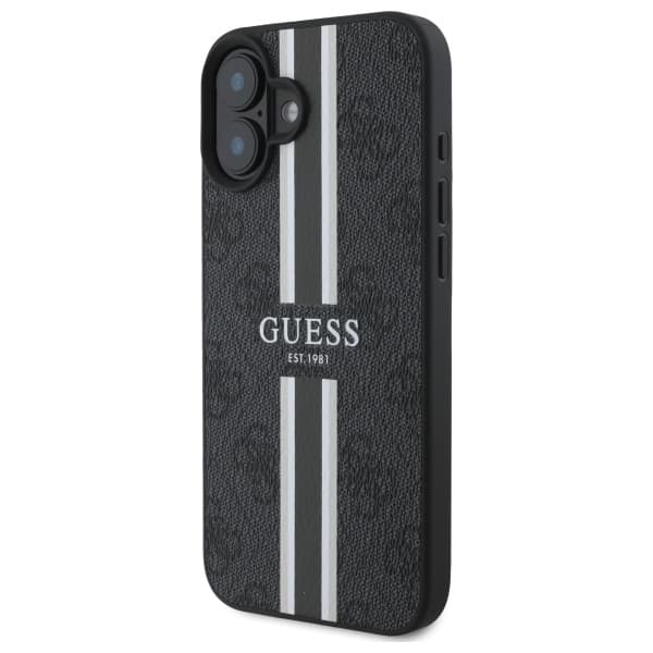 Guess GUHMP16SP4RPSK iPhone 16 6.1 sort/sort hårdt cover 4G trykte striber MagSafe