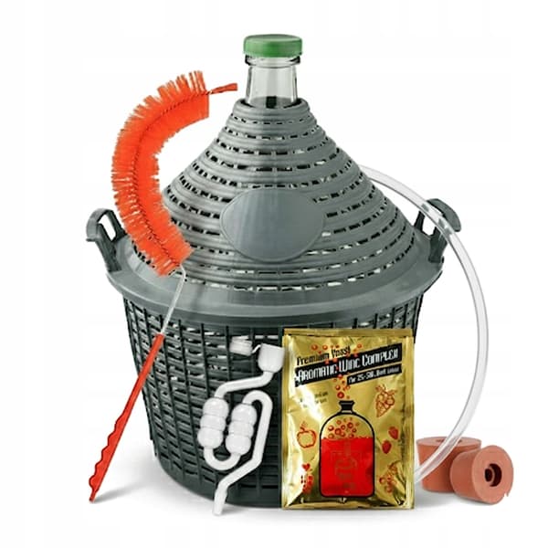 SET: 20L dunk med korg, glasdunk för jäsning och vin