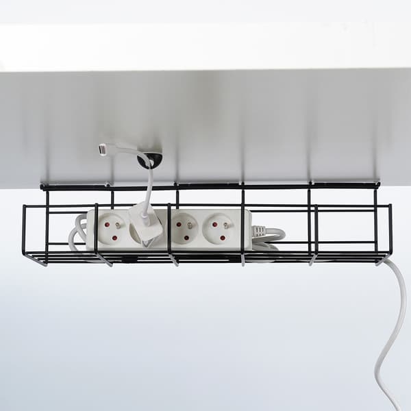 Sort metal kabelorganizer under bord