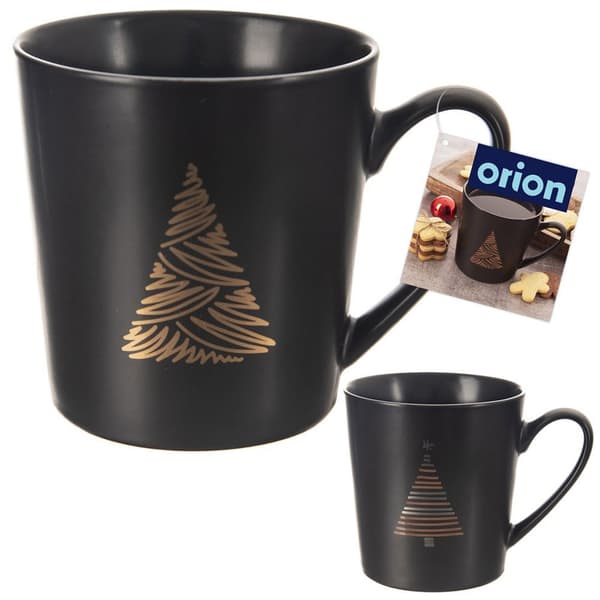 Porcelænskop sort juletræ 500 ml