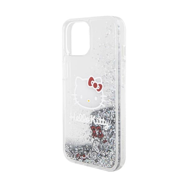 Hello Kitty Liquid Glitter Charms Kitty Head - iPhone 14-skal (Silver)