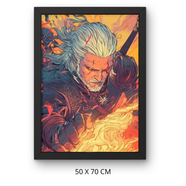 Mal efter nummer billede med ramme The Witcher Geralt Igni 50x70 cm