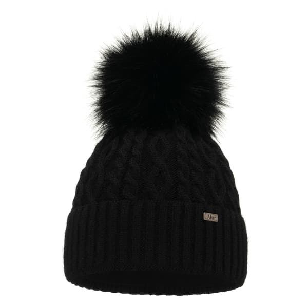 Sort vinterhue Varm damehue med pompon som GAVE